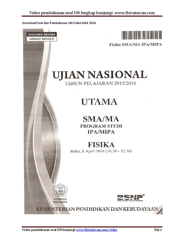 Soal Unbk Fisika Sma 2016 Dan Pembahasannya Pdf Jawabanku Id