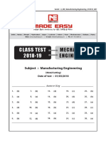 Class Test 2018-19: Mechanical Engineering