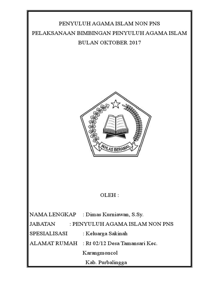 Contoh Cover Laporan Penyuluh Agama Islam Non Pns