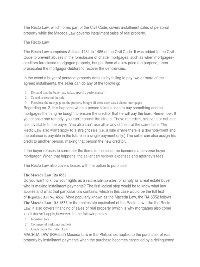 The Recto Law PDF Foreclosure Mortgage Law