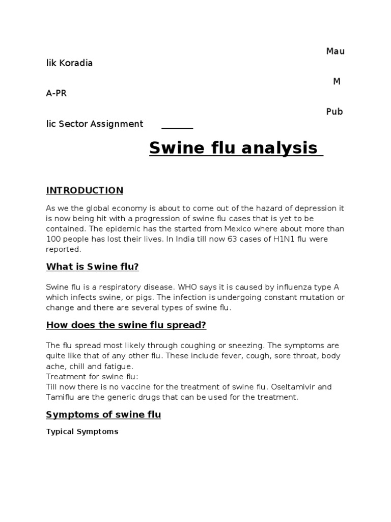 Swine Flu: Analysis and Awareness Efforts | PDF | Swine Influenza ...