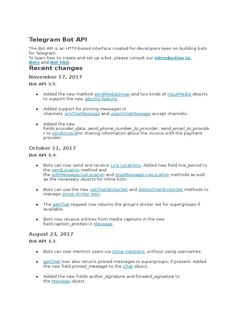 Telegram Bot API | PDF | Hypertext Transfer Protocol | Boolean Data Type