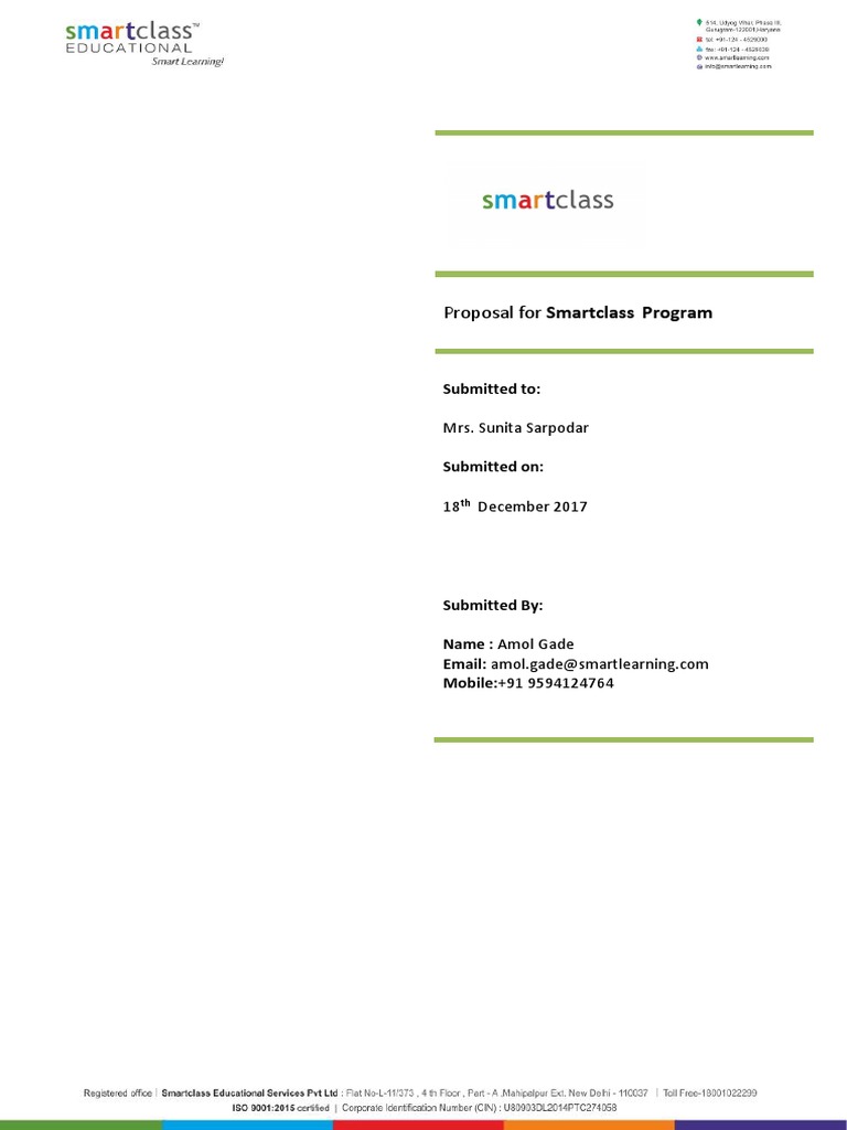 Smartclass Program Pricing Proposal | PDF | Simulation | Concept