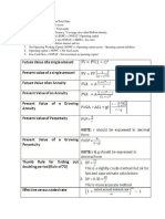 Formula Sheets Time Value and Ratio