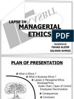 Lapse In: Managerial Ethics