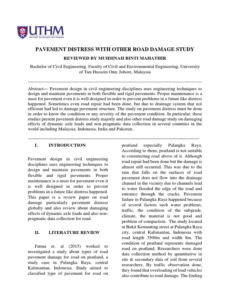 Pavement Distress and Road Damage Analysis | PDF | Road | Road Surface