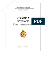Grade 7 Science: Post - Assessment