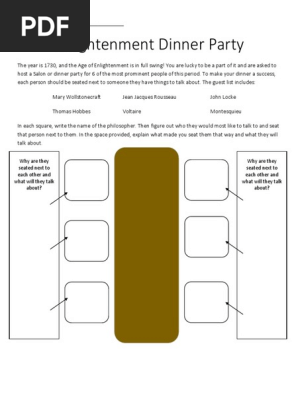 Enlightenment Dinner Party Lesson Activity Pdf