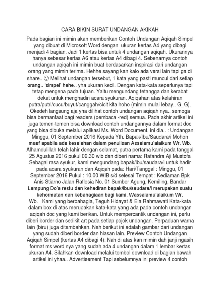 7200 Contoh Surat Indonesia Undangan Aqiqah Syukuran Kelahiran Bayi Gratis Terbaru
