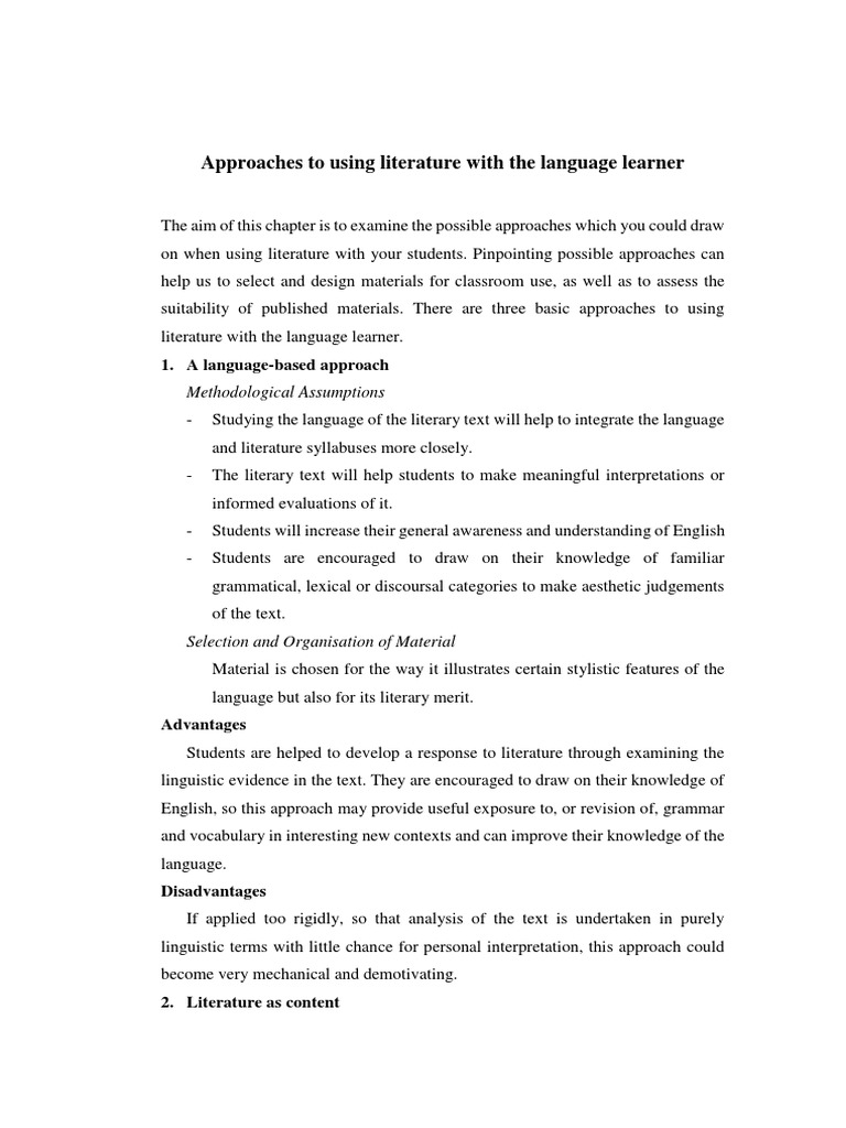 Literature Approaches in Language Learning | PDF | Linguistics ...