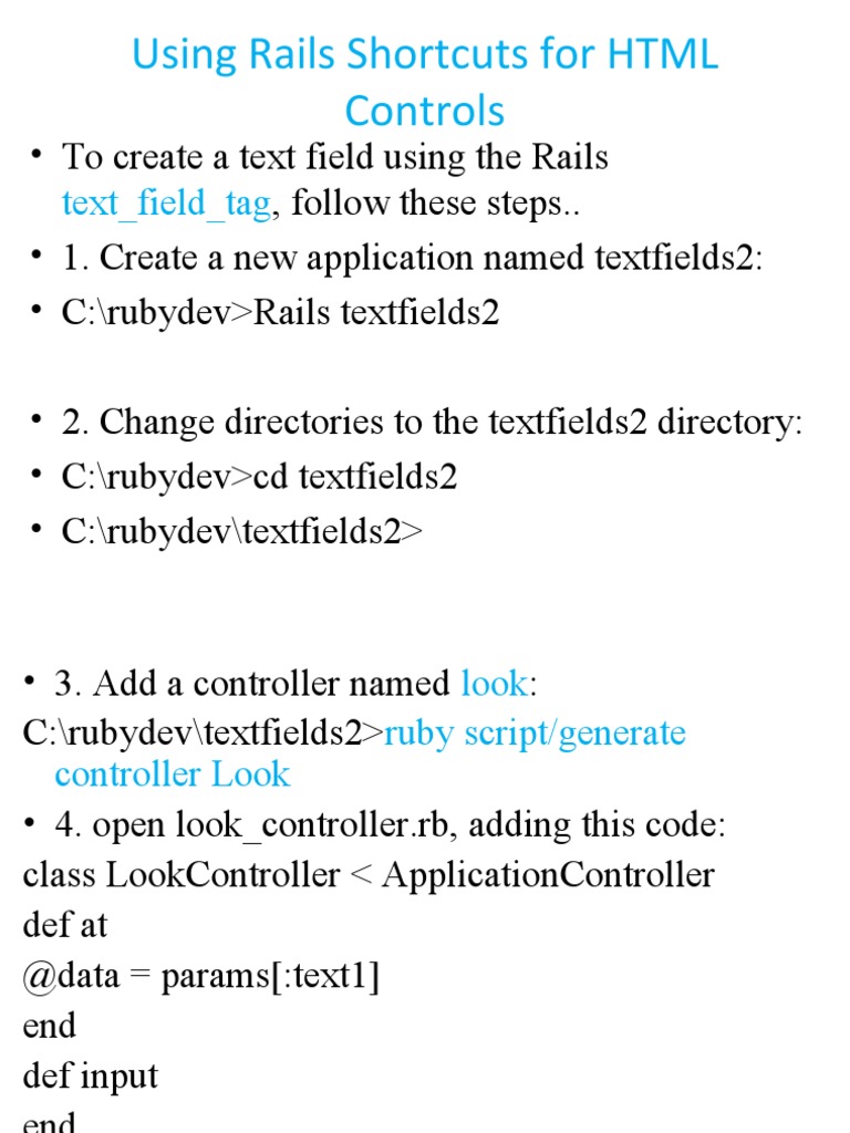 Using Rails Shortcuts For HTML Controls Text Field Tag PDF