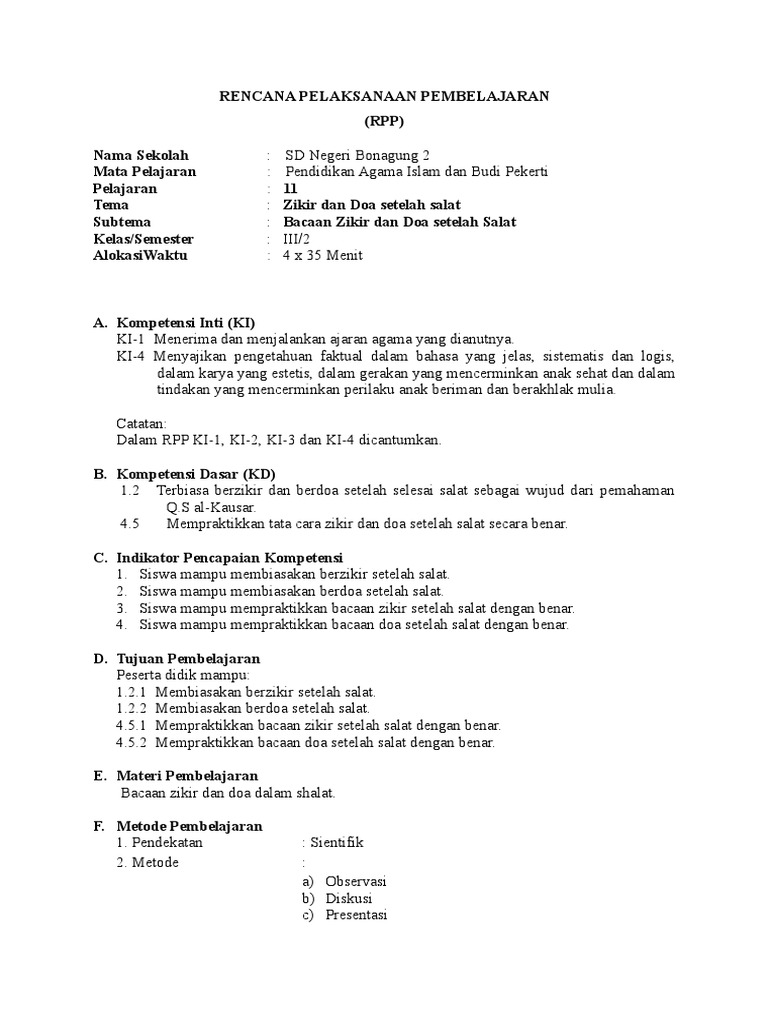 11 B Bacaan Zikir Dan Doa Setelah Salat Doc