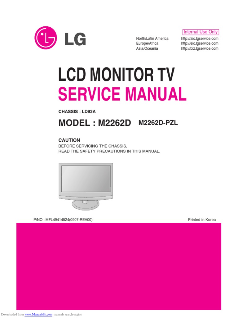 Pantalla Repetidora LG M2262DL Manual PDF Soldering Printed