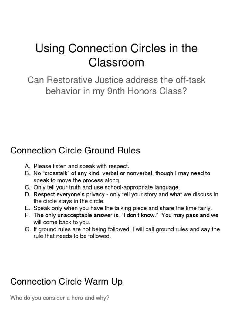 Restorative Justice in Classrooms | PDF | Career & Growth