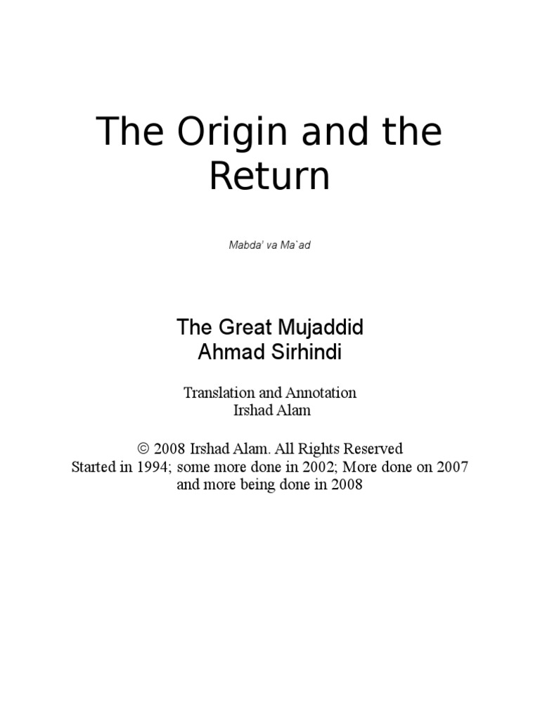 Ahmad Sirhindis Risala Mabda Va Maad | PDF | Sufism | Islamic Mysticism