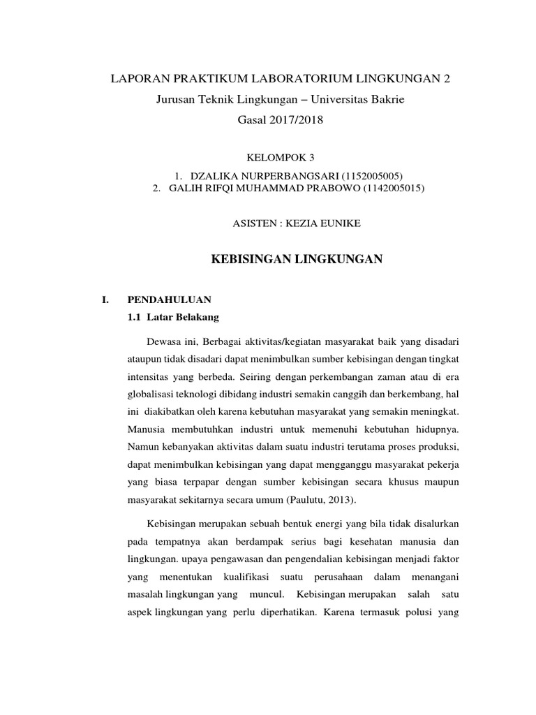 Laporan Kebisingan Lingkungan For Merge
