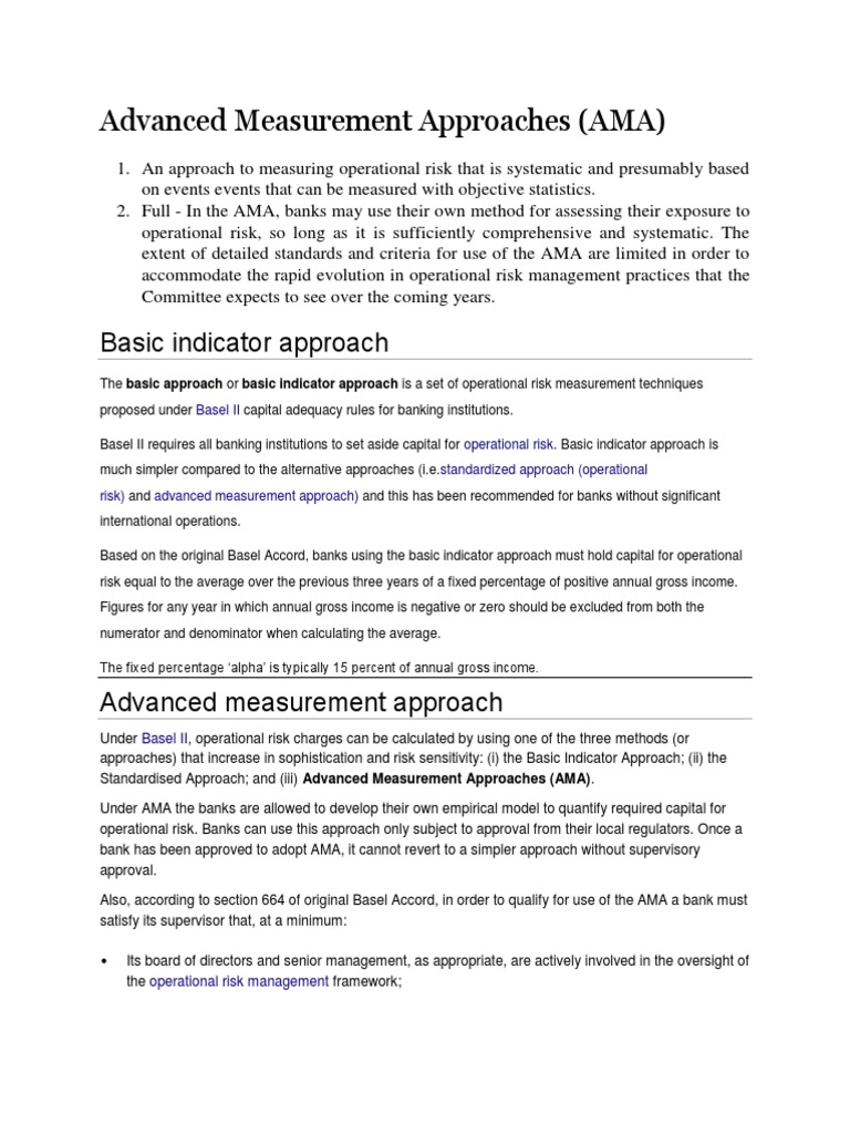 Advanced Measurement Approaches in Banking | PDF | Operational Risk ...