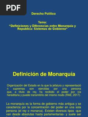 Monarquia Y Republica Monarquia Monarca