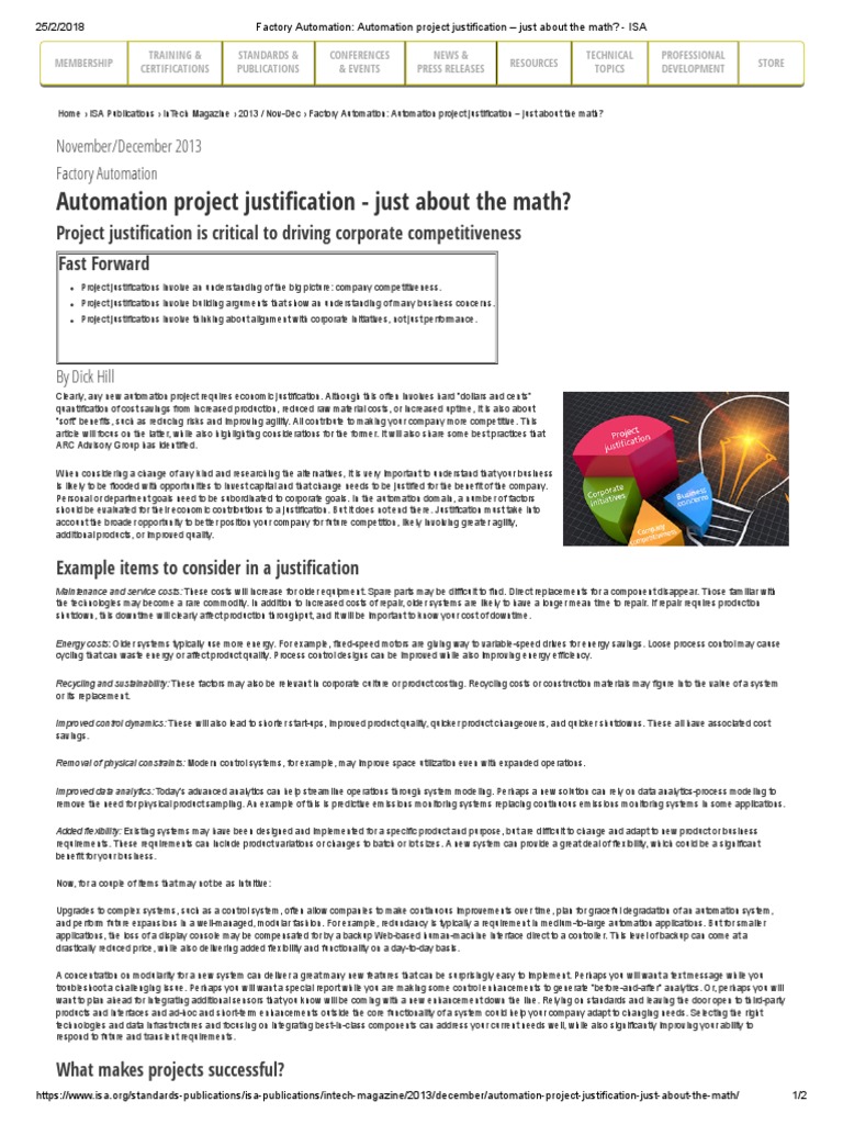 Justifying Automation Projects in Industry | PDF | Return On Investment ...