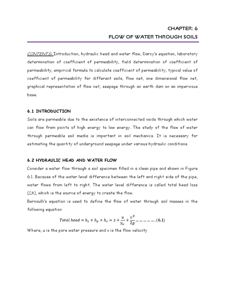 Ch-6 Flow of Water Through Soils | PDF | Permeability (Earth Sciences ...