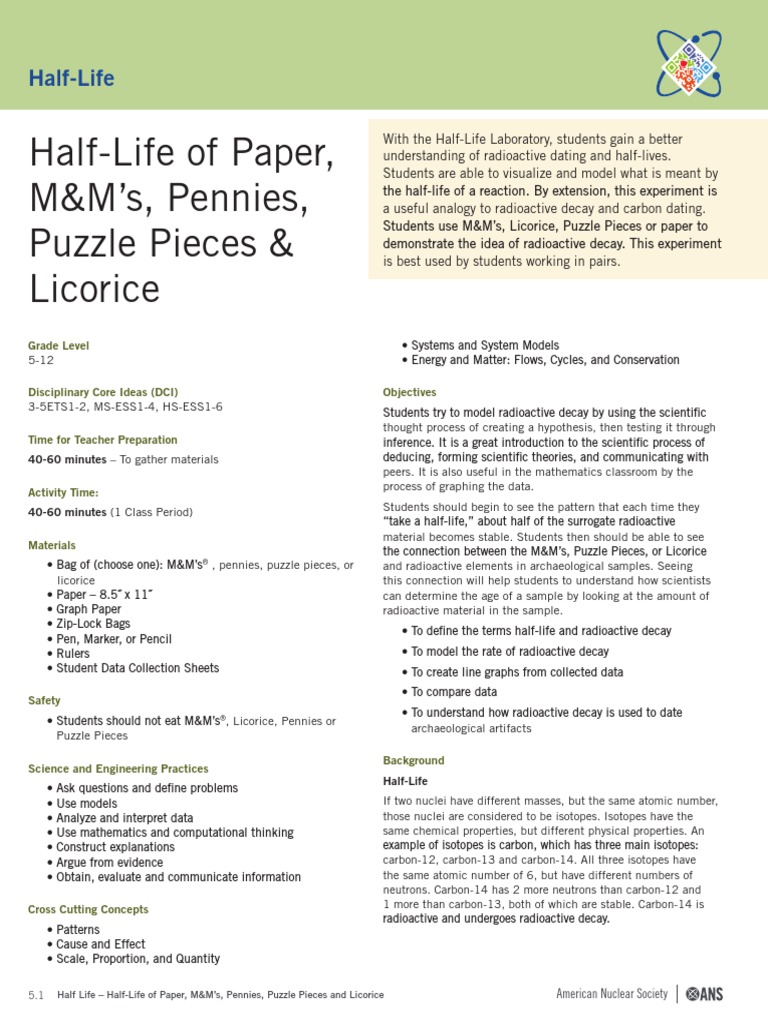 Half Life All Pdf Radioactive Decay Isotope