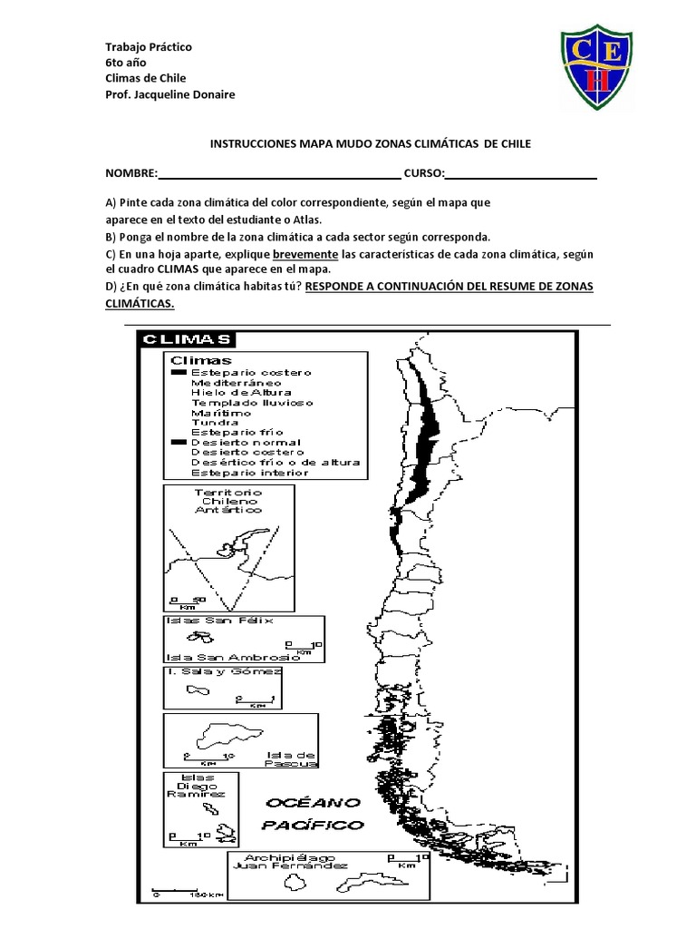 Instrucciones Mapa Mudo Zonas Climáticas de Chile | PDF | Ciencia y ...