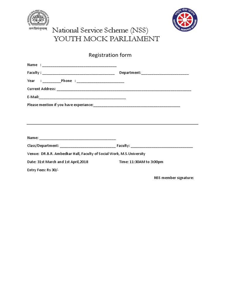 NSS Youth Mock Parliament Registration | PDF