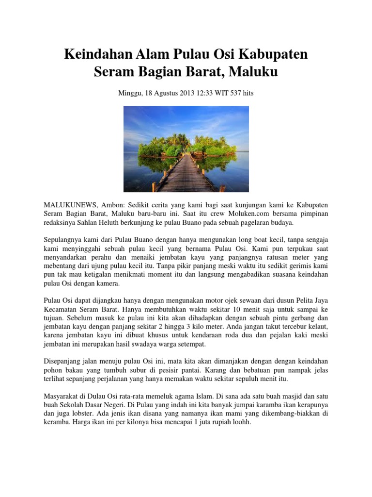 Contoh Karangan Tentang Keindahan Alam Dengan