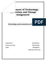 Management of Technology, Innovation and Change Assignment