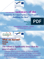 A Brief Summary of The: Leonardo Da Vinci Partnership Project Building The Best"