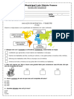 Avaliação de Matemática do 4o Ano com Questões sobre População Mundial