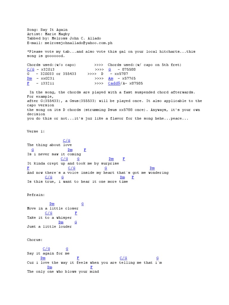 Say It Again | PDF | Refrain | Song Structure