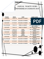 Jadual Waktu Guru Pendidikan Jasmani 2018: Tahun Masa Hari Nama Guru