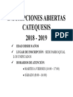 Inscripciones Abiertas Catequesis