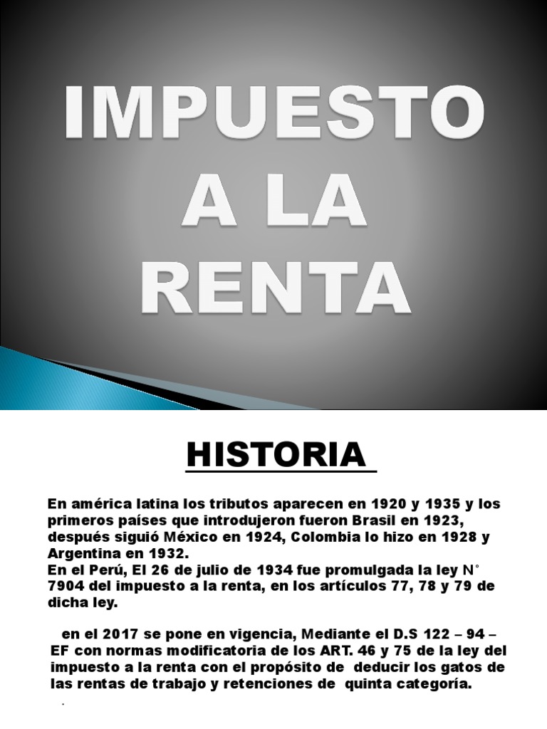 Impuesto A La Renta | PDF | Impuesto sobre la renta | Impuestos