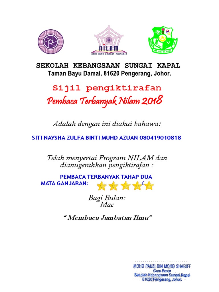 Sijil Nilam 2018