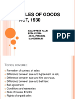 Sales of Goods ACT, 1930: Amanpreet Kaur Ekta Verma Akhil Panchal Manish Maini