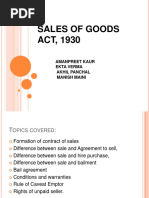 Sales of Goods ACT, 1930: Amanpreet Kaur Ekta Verma Akhil Panchal Manish Maini