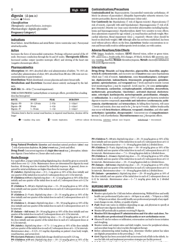 Digoxin: Uses, Dosage, and Risks | PDF | Medicine | Pharmacology
