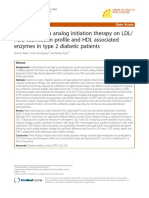 Effect of Insulin Analog Initiation Therapy On LDL/ HDL Subfraction Profile and HDL Associated Enzymes in Type 2 Diabetic Patients