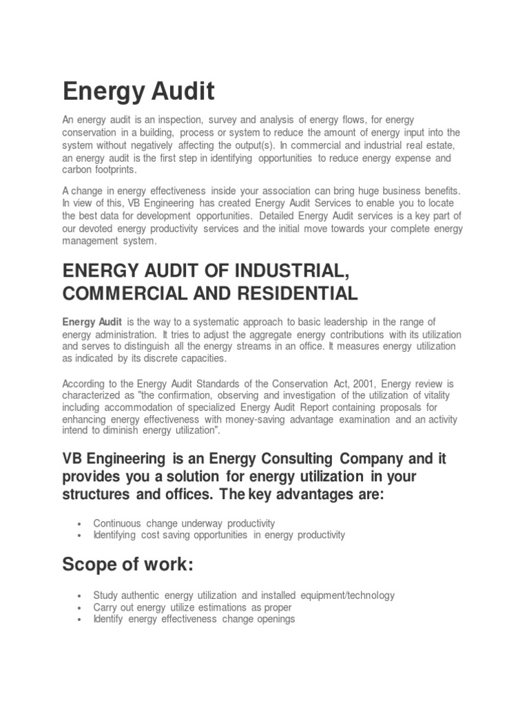 Comprehensive Energy Audit Services | PDF | Technology & Engineering