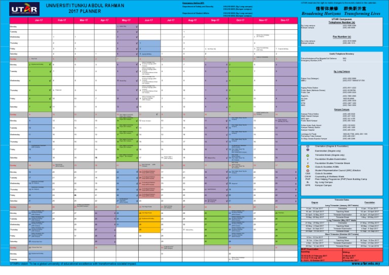 UTAR 2017 Events Calendar and Hotlines | PDF