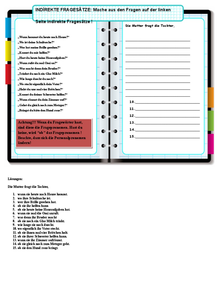 indirekte fragesatz A2