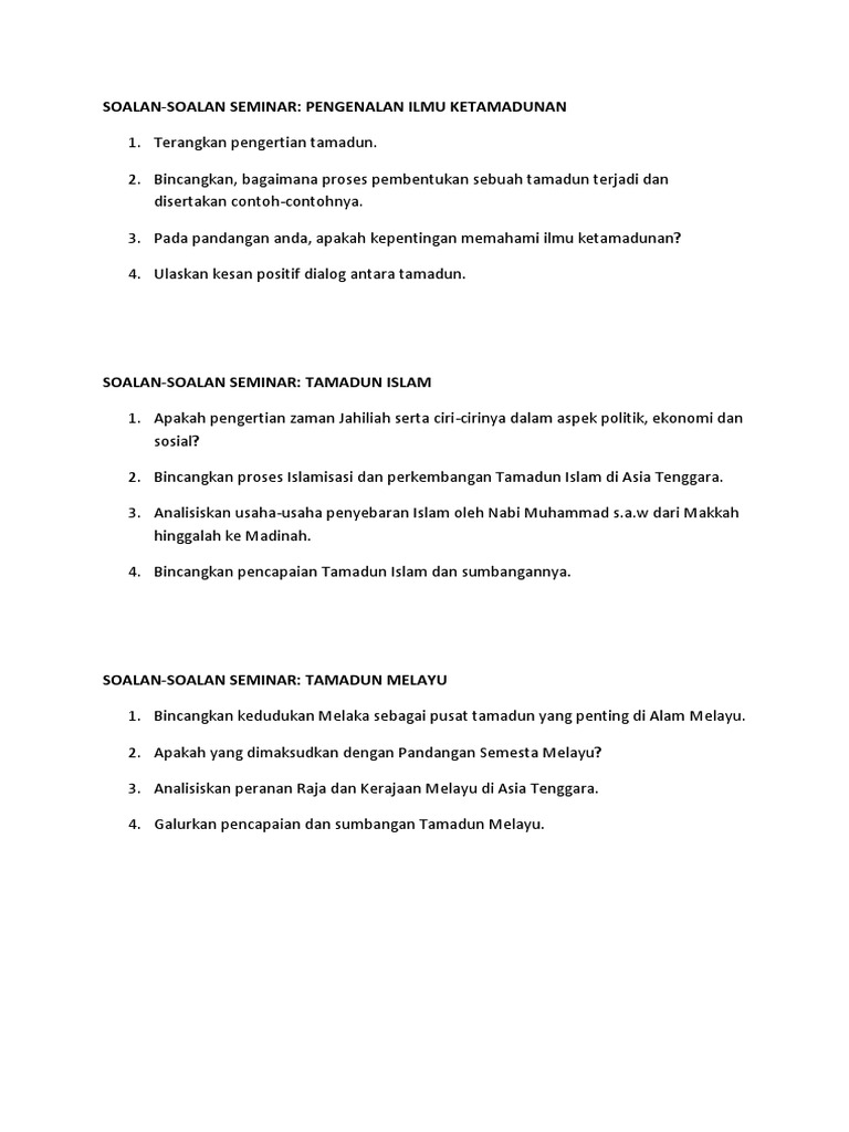 Soalan Soalan Seminar Titas Pdf