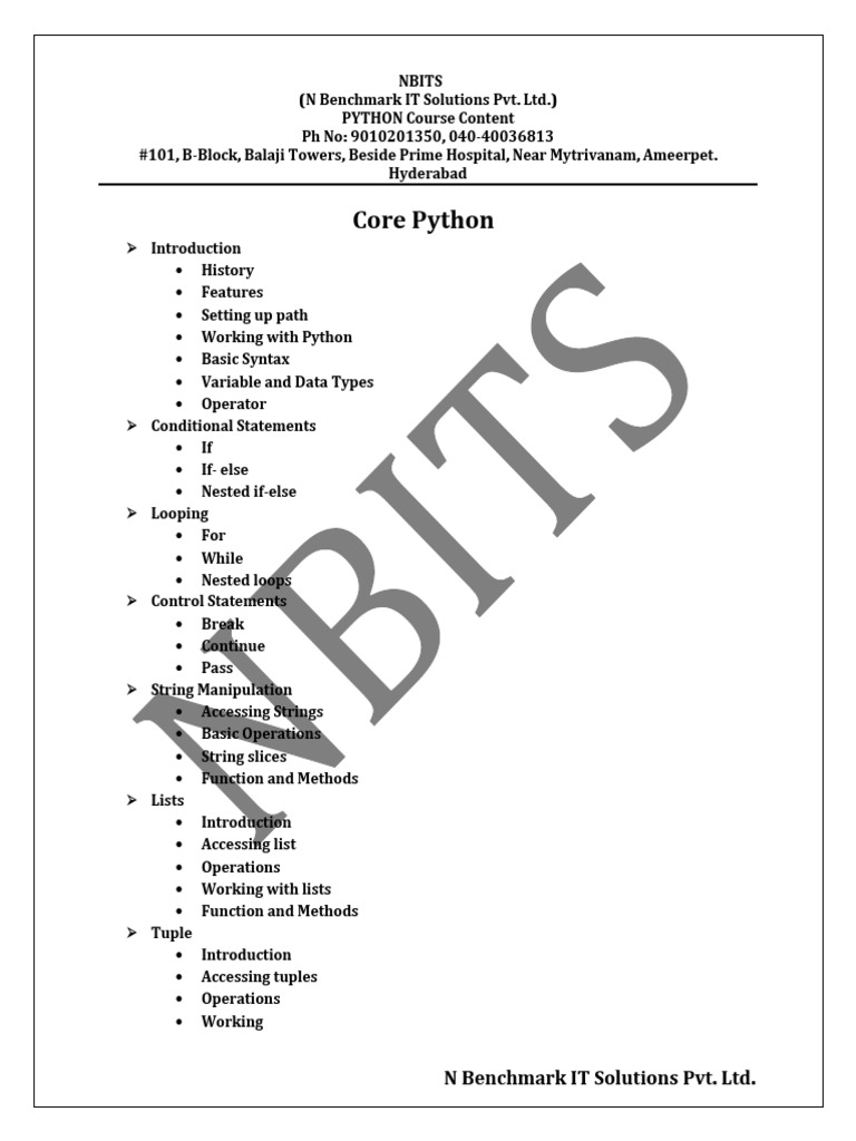 Python Course Content Overview | PDF | Subroutine | Thread (Computing)