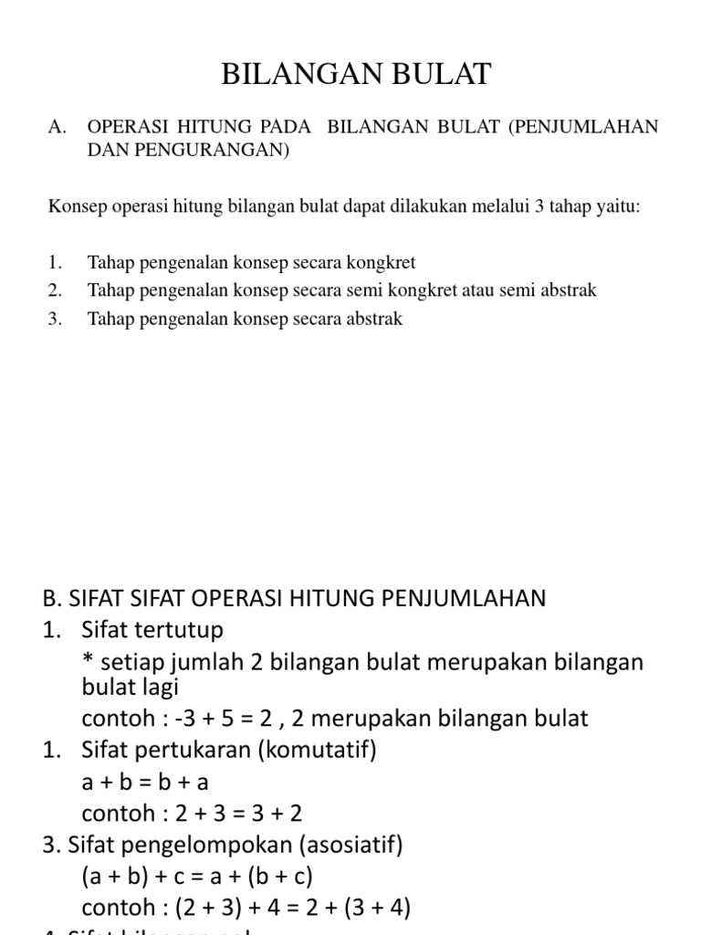 A Operasi Hitung Pada Bilangan Bulat