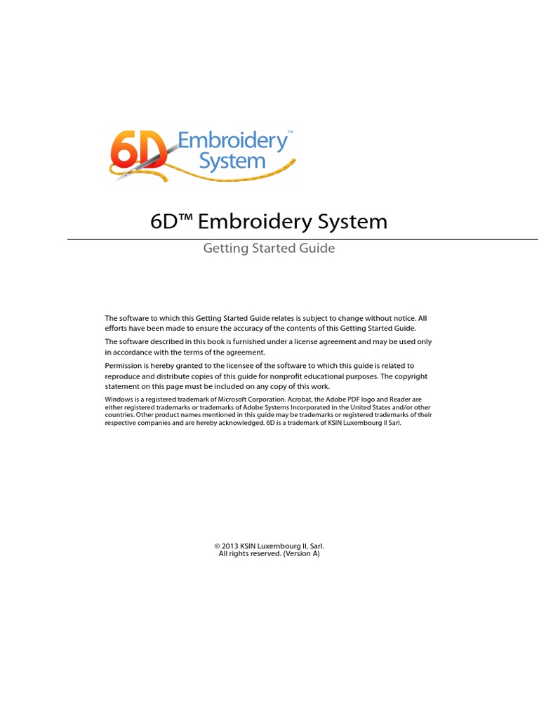 6D™ Embroidery System: Getting Started Guide | PDF | Icon (Computing ...