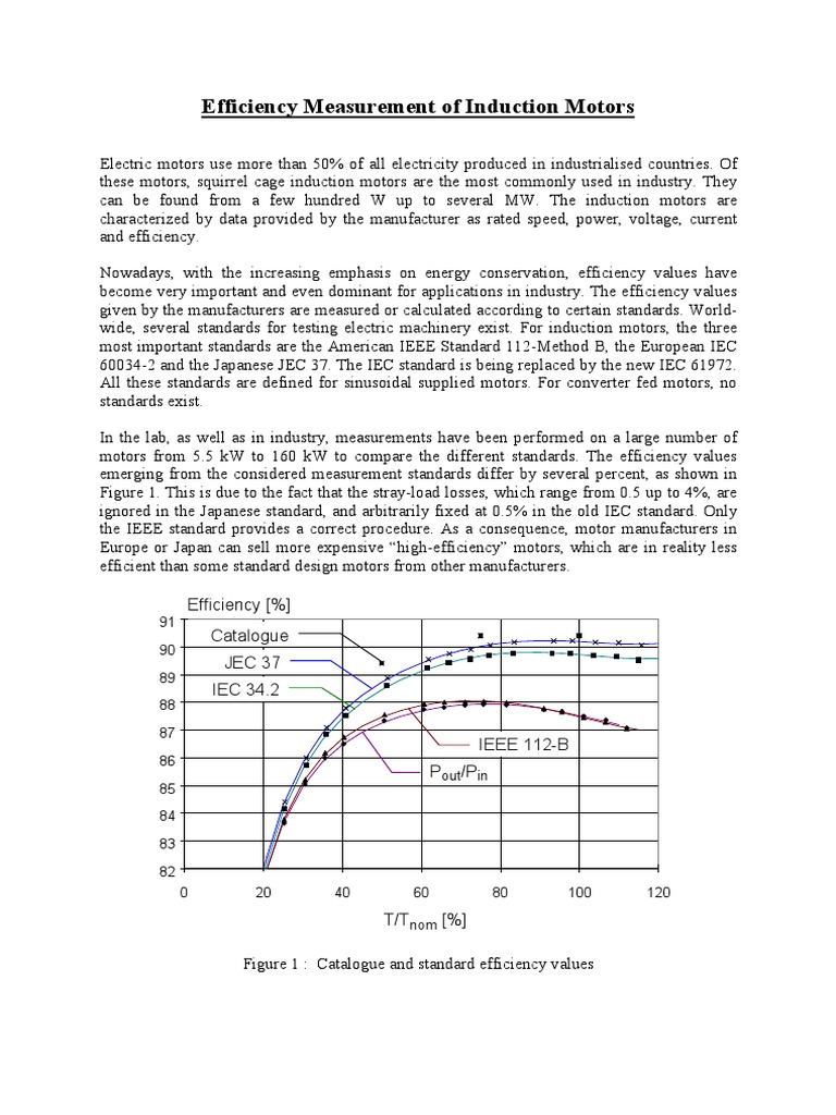 Induction Motor Efficiency Standards Analysis | PDF | Watt ...