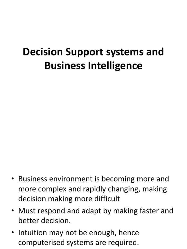 Decision Support Systems in Business Intelligence | PDF | Business ...