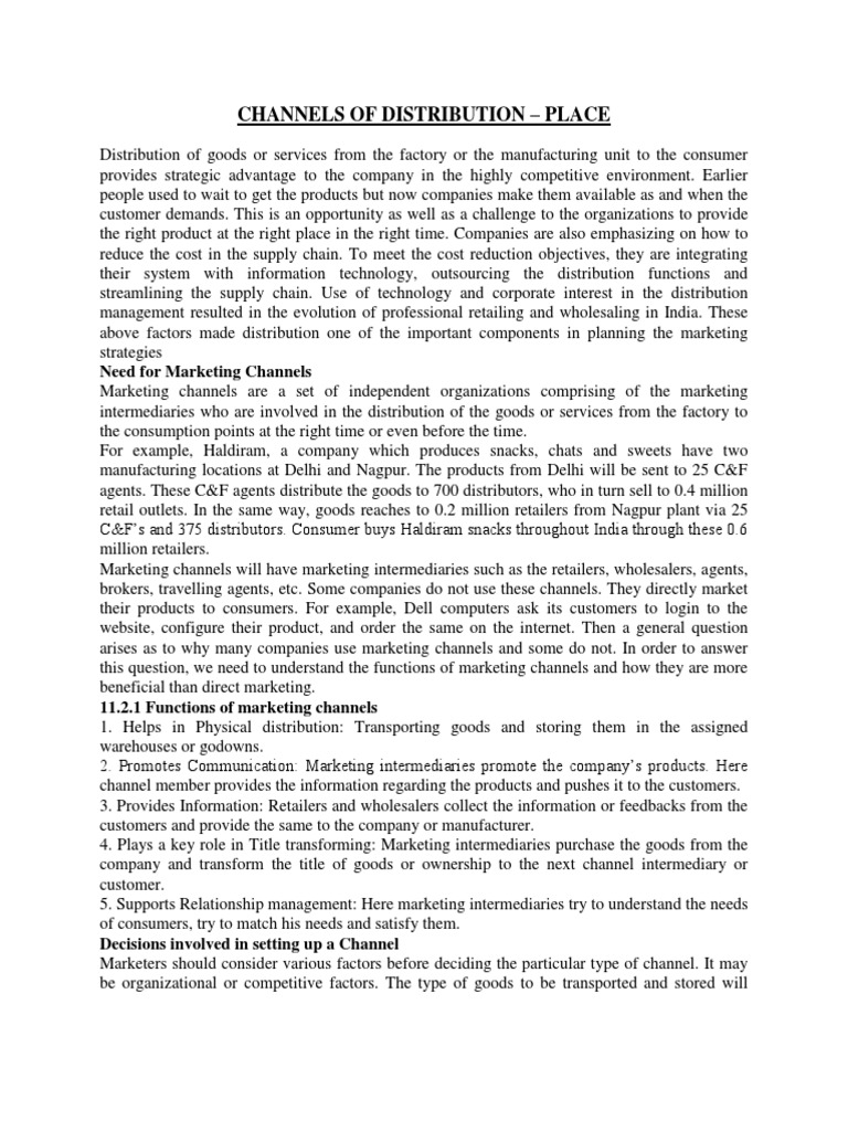 Channels of Distribution | PDF | Distribution (Business) | Retail
